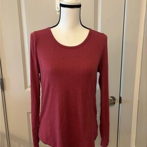 Pink Rose pink ribbed soft basic long sleeve shirt detailed sleeve size L